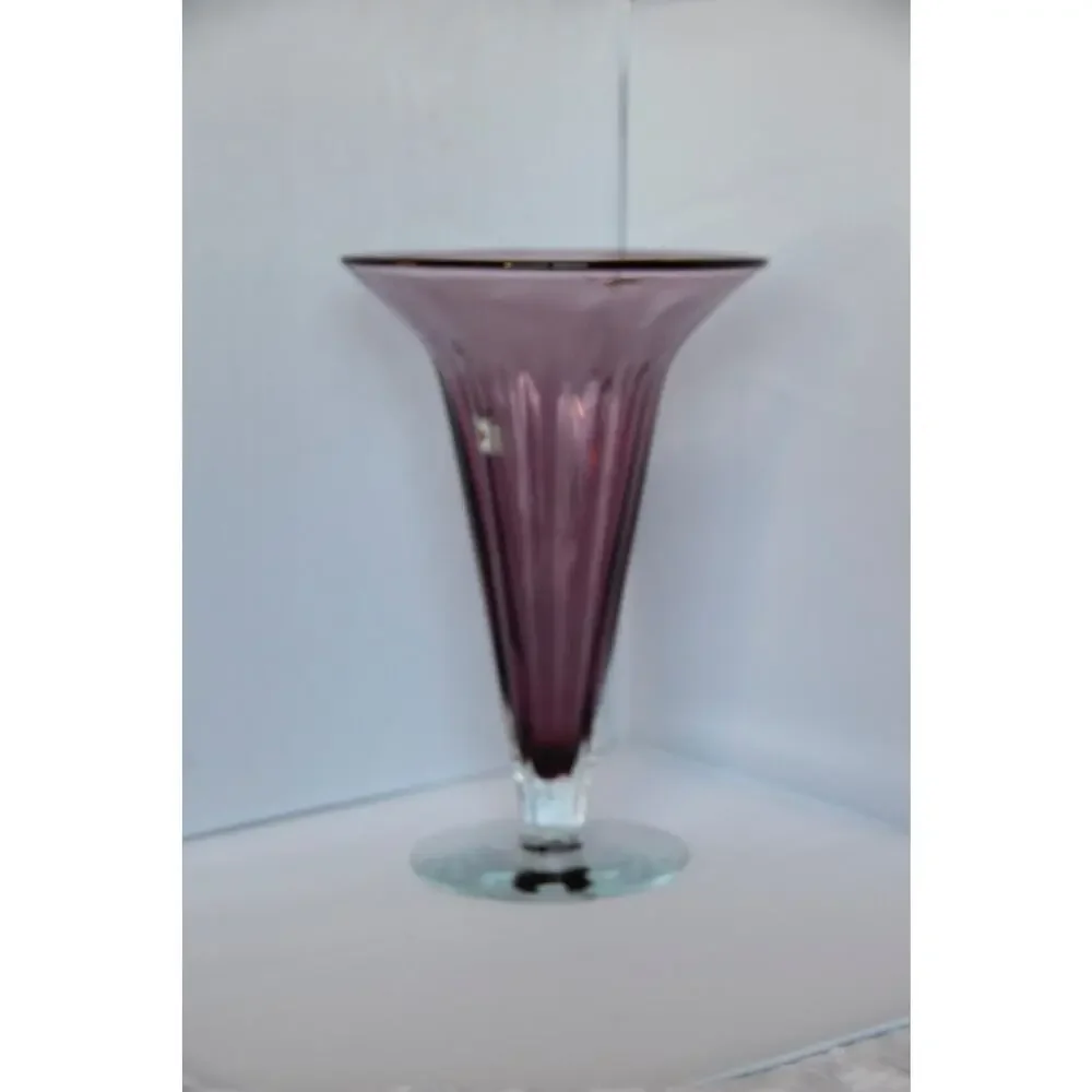 Studio Art Glass Blenko Blown Art Glass Footed Trumpet Vase